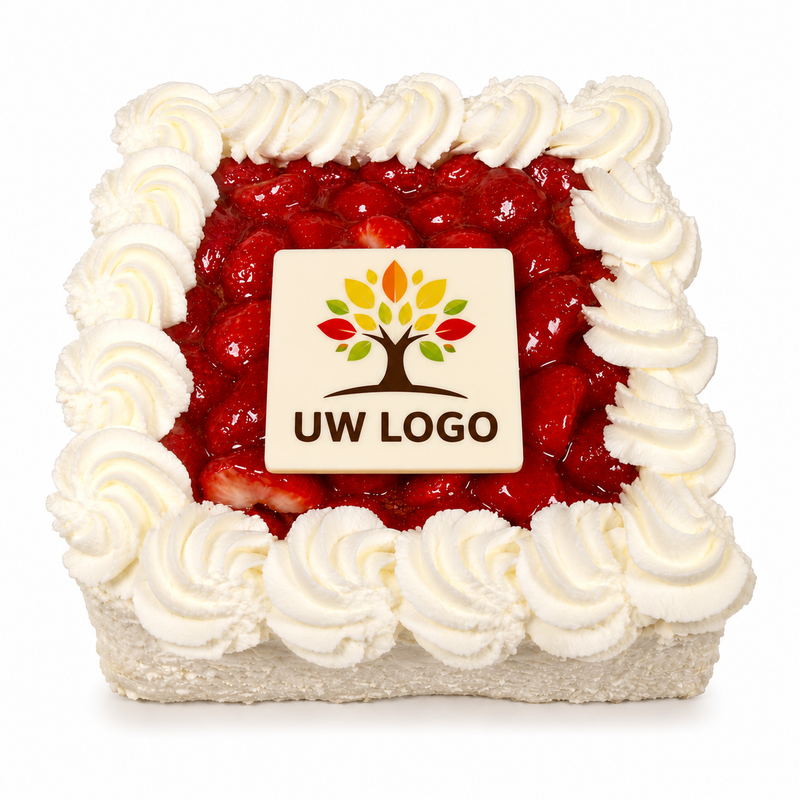 Square whipped cream cake with photo